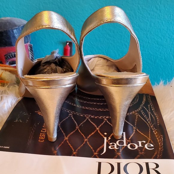 Topshop golden leather slingbacks (10.5) - Picture 3 of 5